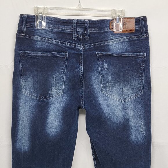 Refinery Republic Mens Jeans 34 X 30 Straight Leg Stretch Distressed Blue - Picture 10 of 16